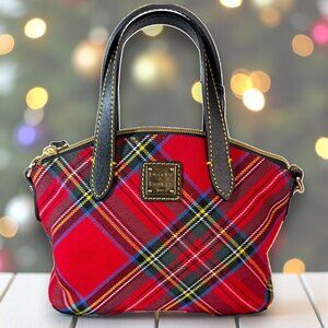 Dooney & Bourke Mini Windsor Cotton Tartan Dome Satchel w/ Crossbody Strap New